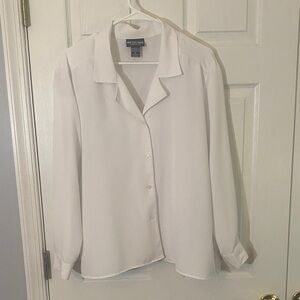 Vintage 90’s woman’s XL flowy Notations White Relaxed Button-up  Blouse -classic